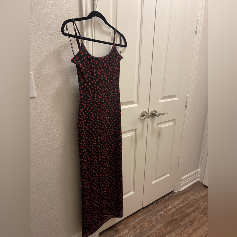 PRINCESS POLLY Knox Maxi Dress Black/Red Floral
